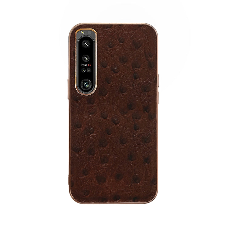 Custodia per telefono con placcatura nano in vera pelle di struzzo, For Sony Xperia 1 IV, For Sony Xperia 10 IV, For vivo X80 5G, For vivo X80 Pro 5G, For Xiaomi Mix Fold 2, For Motorola Moto Razr 2022