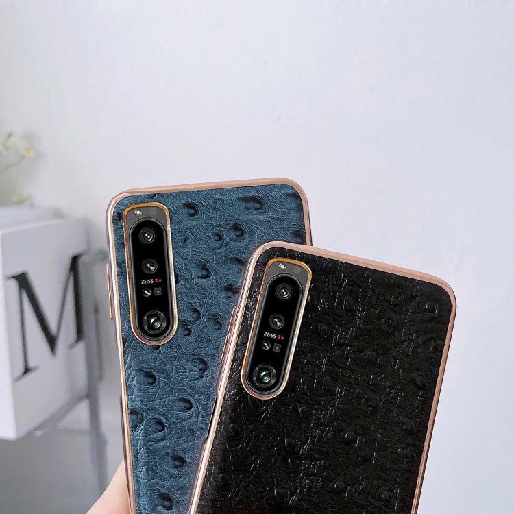 Custodia per telefono con placcatura nano in vera pelle di struzzo, For Sony Xperia 1 IV, For Sony Xperia 10 IV, For vivo X80 5G, For vivo X80 Pro 5G, For Xiaomi Mix Fold 2, For Motorola Moto Razr 2022