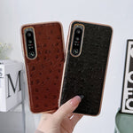 Custodia per telefono con placcatura nano in vera pelle di struzzo, For Sony Xperia 1 IV, For Sony Xperia 10 IV, For vivo X80 5G, For vivo X80 Pro 5G, For Xiaomi Mix Fold 2, For Motorola Moto Razr 2022