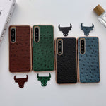 Custodia per telefono con placcatura nano in vera pelle di struzzo, For Sony Xperia 1 IV, For Sony Xperia 10 IV, For vivo X80 5G, For vivo X80 Pro 5G, For Xiaomi Mix Fold 2, For Motorola Moto Razr 2022