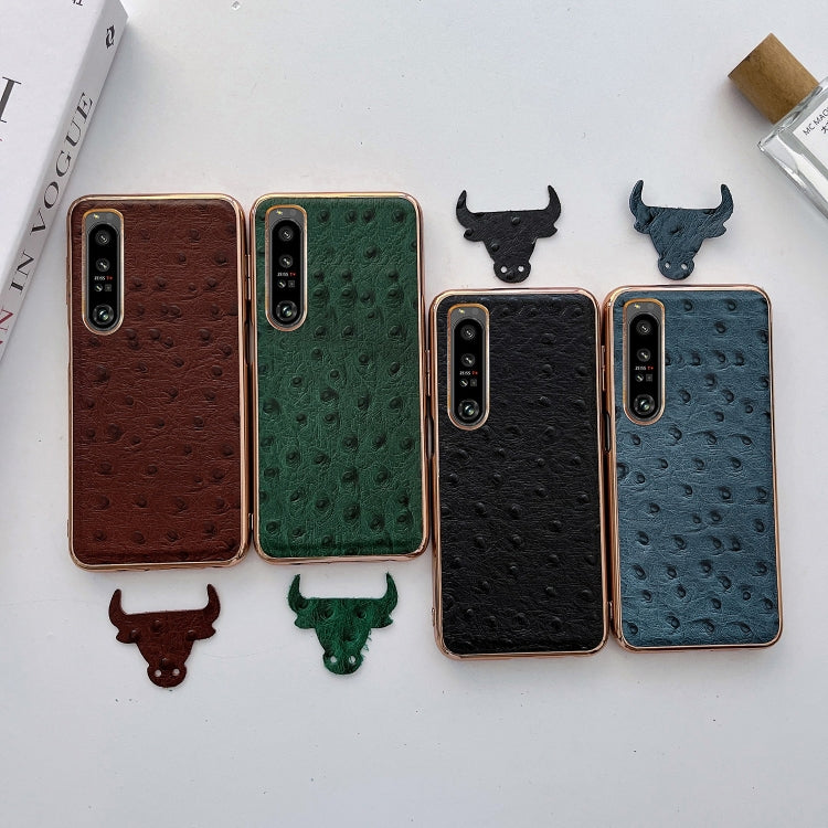 Custodia per telefono con placcatura nano in vera pelle di struzzo, For Sony Xperia 1 IV, For Sony Xperia 10 IV, For vivo X80 5G, For vivo X80 Pro 5G, For Xiaomi Mix Fold 2, For Motorola Moto Razr 2022