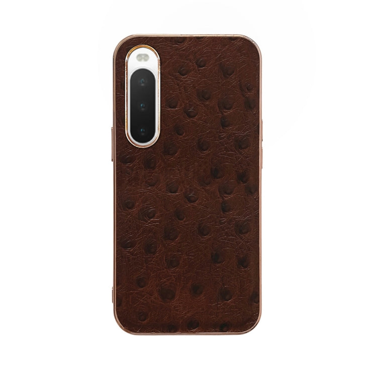 Custodia per telefono con placcatura nano in vera pelle di struzzo, For Sony Xperia 1 IV, For Sony Xperia 10 IV, For vivo X80 5G, For vivo X80 Pro 5G, For Xiaomi Mix Fold 2, For Motorola Moto Razr 2022