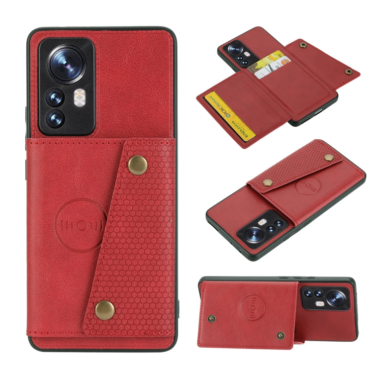 Custodia per telefono magnetica con doppia fibbia, For Xiaomi Redmi K50 Ultra / 12T / 12 Pro, For Xiaomi Poco C40, For Xiaomi 12 Lite, For Xiaomi 12S Ultra