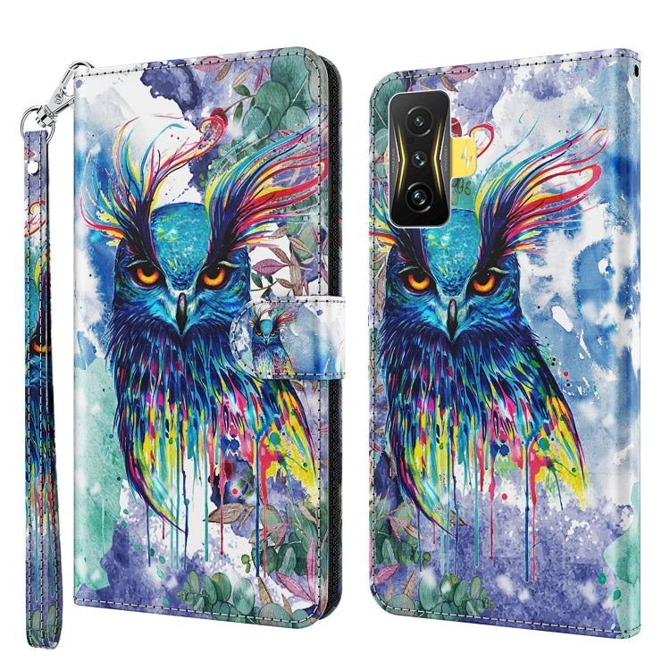 Modello di pittura 3D Custodia per telefono in TPU + PU, For Xiaomi Poco F4, For Xiaomi Poco F4 GT