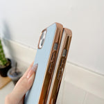 Custodia per telefono in vera pelle galvanica nano serie Waves, For iPhone 14 Pro, For iPhone 14 Pro Max, For iPhone 13 Pro, For iPhone 13 Pro Max, For Samsung Galaxy Z Flip4