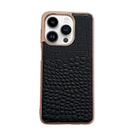 Custodia per telefono galvanica nano in vera pelle con trama di coccodrillo, For iPhone 14 Pro, For iPhone 14 Pro Max, For iPhone 13 Pro, For iPhone 13 Pro Max, For Samsung Galaxy Z Flip4, For Motorola Moto Razr 2022