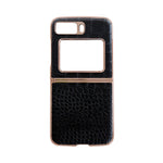 Custodia per telefono galvanica nano in vera pelle con trama di coccodrillo, For iPhone 14 Pro, For iPhone 14 Pro Max, For iPhone 13 Pro, For iPhone 13 Pro Max, For Samsung Galaxy Z Flip4, For Motorola Moto Razr 2022