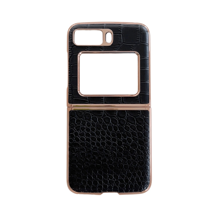 Custodia per telefono galvanica nano in vera pelle con trama di coccodrillo, For iPhone 14 Pro, For iPhone 14 Pro Max, For iPhone 13 Pro, For iPhone 13 Pro Max, For Samsung Galaxy Z Flip4, For Motorola Moto Razr 2022