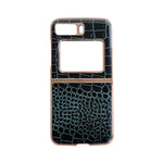 Custodia per telefono galvanica nano in vera pelle con trama di coccodrillo, For iPhone 14 Pro, For iPhone 14 Pro Max, For iPhone 13 Pro, For iPhone 13 Pro Max, For Samsung Galaxy Z Flip4, For Motorola Moto Razr 2022