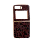 Custodia per telefono galvanica nano in vera pelle con trama di coccodrillo, For iPhone 14 Pro, For iPhone 14 Pro Max, For iPhone 13 Pro, For iPhone 13 Pro Max, For Samsung Galaxy Z Flip4, For Motorola Moto Razr 2022