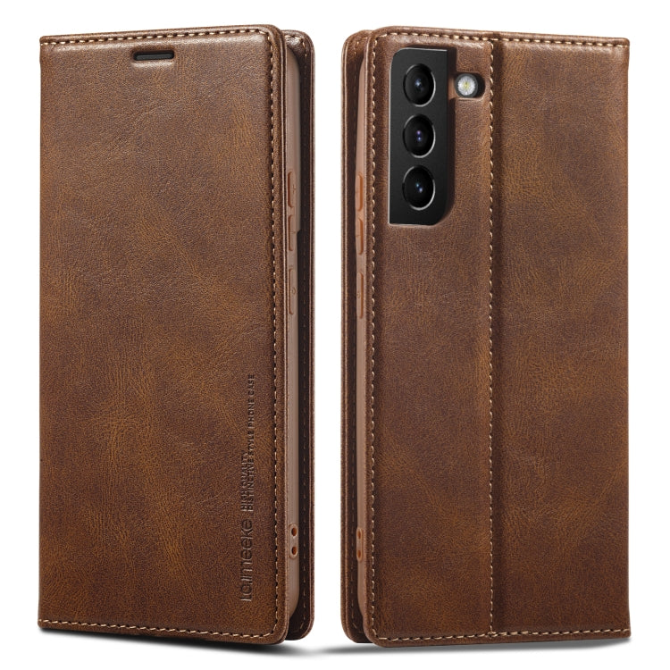 Custodia per telefono in pelle antifurto LC.IMEEKE RFID, For Samsung Galaxy S21+ 5G