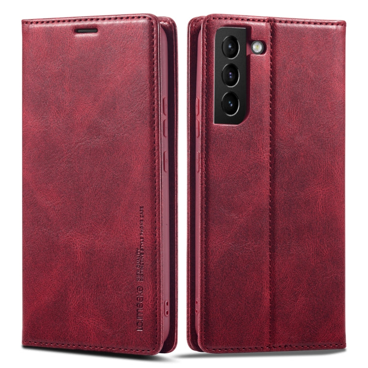 Custodia per telefono in pelle antifurto LC.IMEEKE RFID, For Samsung Galaxy S21+ 5G