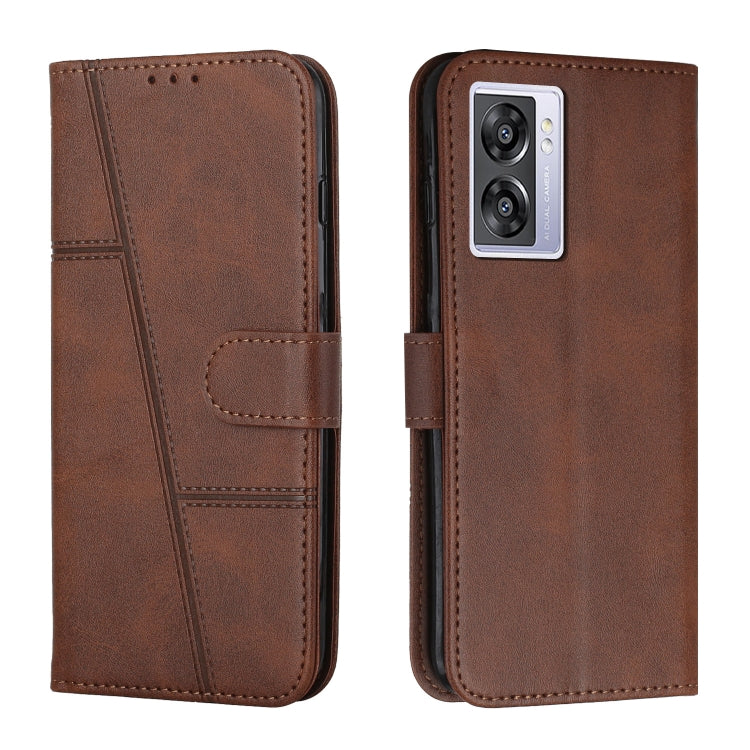 Custodia per telefono in pelle con fibbia in vitello con cuciture, For OPPO A57 5G/Realme V23/A77 5G, For Realme C30 4G, For OPPO Reno8 5G/Reno8 5G Global, For OPPO Reno8 Pro+ 5G/Reno8 Pro 5G Global