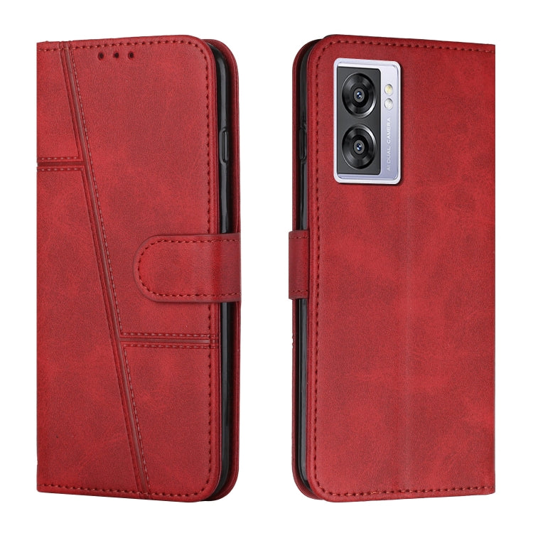 Custodia per telefono in pelle con fibbia in vitello con cuciture, For OPPO A57 5G/Realme V23/A77 5G, For Realme C30 4G, For OPPO Reno8 5G/Reno8 5G Global, For OPPO Reno8 Pro+ 5G/Reno8 Pro 5G Global