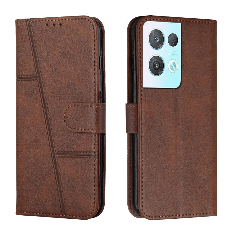 Custodia per telefono in pelle con fibbia in vitello con cuciture, For OPPO A57 5G/Realme V23/A77 5G, For Realme C30 4G, For OPPO Reno8 5G/Reno8 5G Global, For OPPO Reno8 Pro+ 5G/Reno8 Pro 5G Global