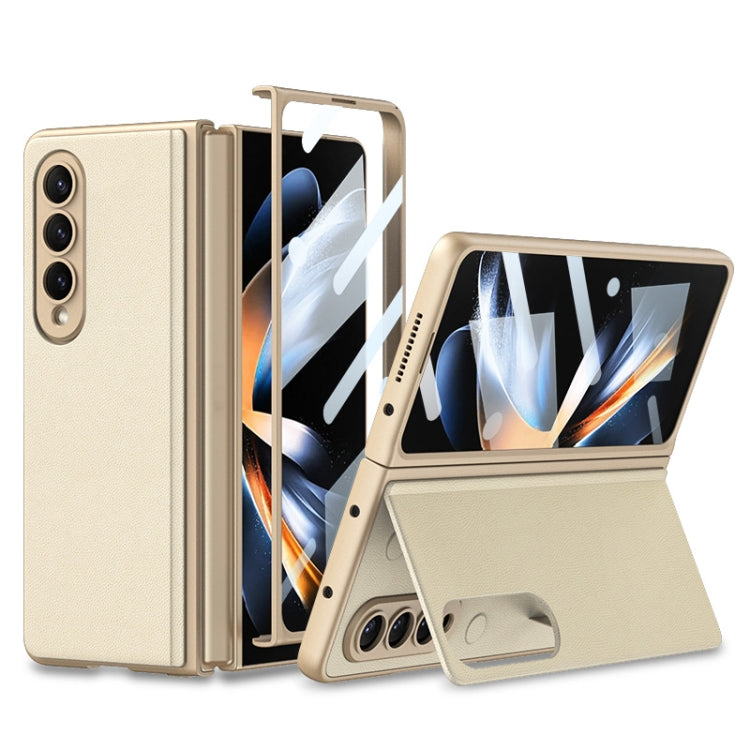 Custodia per telefono in pelle pieghevole ultrasottile integrata GKK con supporto, For Samsung Galaxy Z Fold4