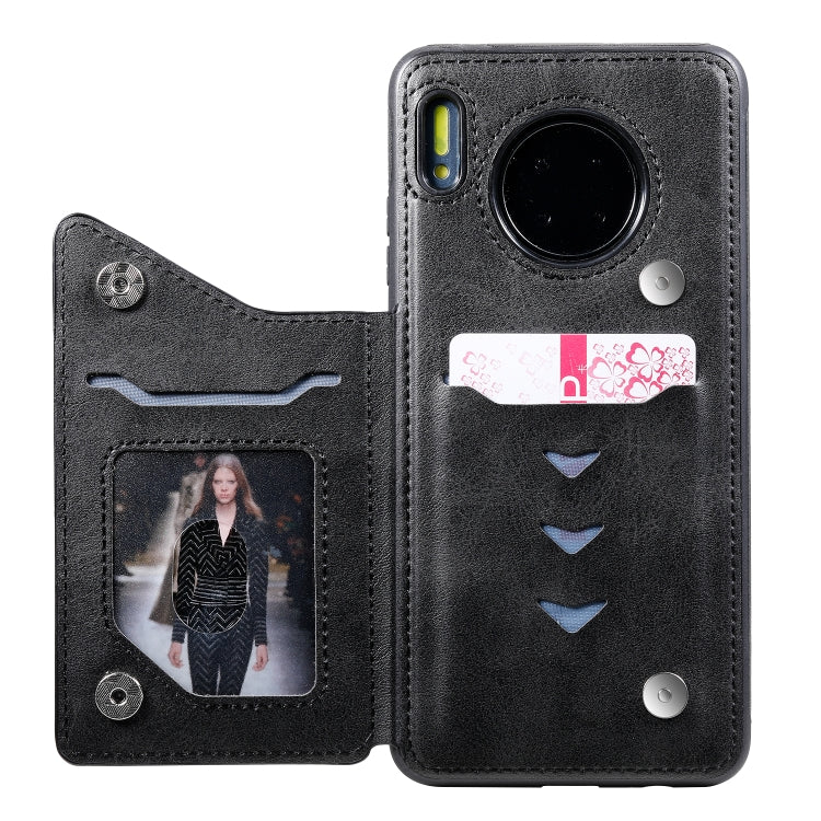 Custodia protettiva antiurto in vitello con supporto, slot per schede e telaio, For Galaxy S10, For Huawei Mate 30, For Huawei Mate 30 Pro