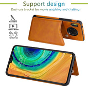 Custodia protettiva antiurto in vitello con supporto, slot per schede e telaio, For Galaxy S10, For Huawei Mate 30, For Huawei Mate 30 Pro