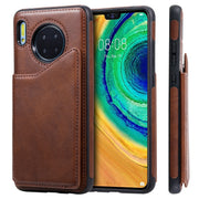 Custodia protettiva antiurto in vitello con supporto, slot per schede e telaio, For Galaxy S10, For Huawei Mate 30, For Huawei Mate 30 Pro