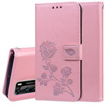 Custodia in pelle PU con vibrazione orizzontale in rilievo rosa con supporto, slot per carte e portafoglio, For Xiaomi Redmi Note 9 Pro, For Huawei P40, For Huawei P40 Lite, For Galaxy M31