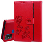 Custodia in pelle PU con vibrazione orizzontale in rilievo rosa con supporto, slot per carte e portafoglio, For Xiaomi Redmi Note 9 Pro, For Huawei P40, For Huawei P40 Lite, For Galaxy M31