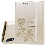 Custodia in pelle PU con vibrazione orizzontale in rilievo rosa con supporto, slot per carte e portafoglio, For Galaxy A01