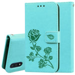 Custodia in pelle PU con vibrazione orizzontale in rilievo rosa con supporto, slot per carte e portafoglio, For Galaxy A01
