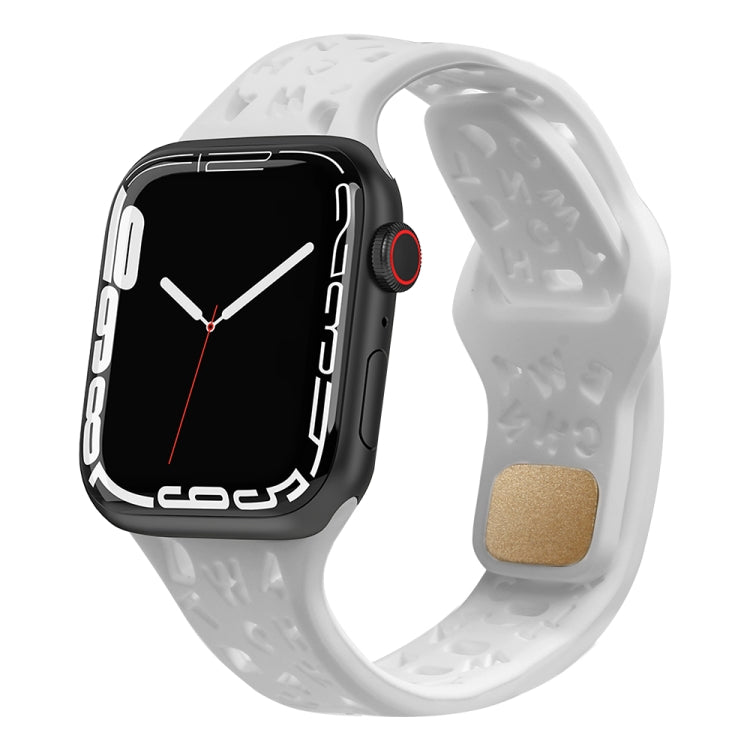 Cinturino per orologio in silicone con lettere inglesi, For Apple Watch Ultra 49mm / Series 8&7 45mm / SE 2&6&SE&5&4 44mm / 3&2&1 42mm, For Apple Watch Series 8&7 41mm / SE 2&6&SE&5&4 40mm / 3&2&1 38mm