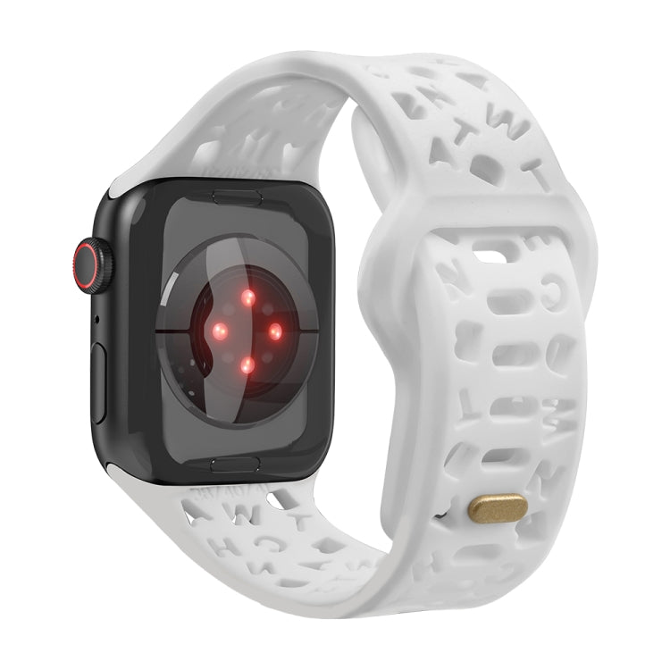 Cinturino per orologio in silicone con lettere inglesi, For Apple Watch Ultra 49mm / Series 8&7 45mm / SE 2&6&SE&5&4 44mm / 3&2&1 42mm, For Apple Watch Series 8&7 41mm / SE 2&6&SE&5&4 40mm / 3&2&1 38mm