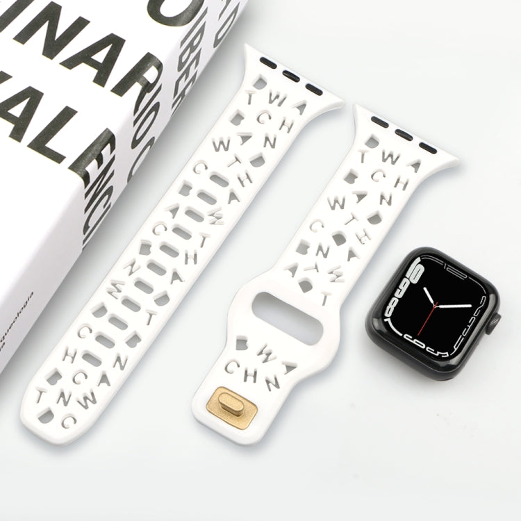 Cinturino per orologio in silicone con lettere inglesi, For Apple Watch Ultra 49mm / Series 8&7 45mm / SE 2&6&SE&5&4 44mm / 3&2&1 42mm, For Apple Watch Series 8&7 41mm / SE 2&6&SE&5&4 40mm / 3&2&1 38mm