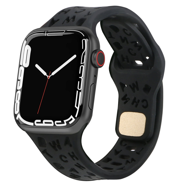 Cinturino per orologio in silicone con lettere inglesi, For Apple Watch Ultra 49mm / Series 8&7 45mm / SE 2&6&SE&5&4 44mm / 3&2&1 42mm, For Apple Watch Series 8&7 41mm / SE 2&6&SE&5&4 40mm / 3&2&1 38mm