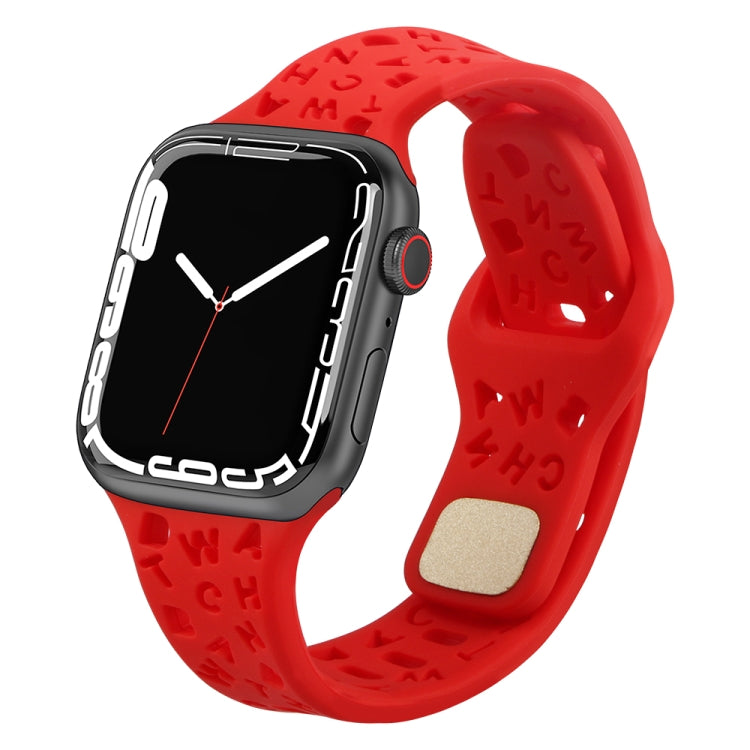 Cinturino per orologio in silicone con lettere inglesi, For Apple Watch Ultra 49mm / Series 8&7 45mm / SE 2&6&SE&5&4 44mm / 3&2&1 42mm, For Apple Watch Series 8&7 41mm / SE 2&6&SE&5&4 40mm / 3&2&1 38mm