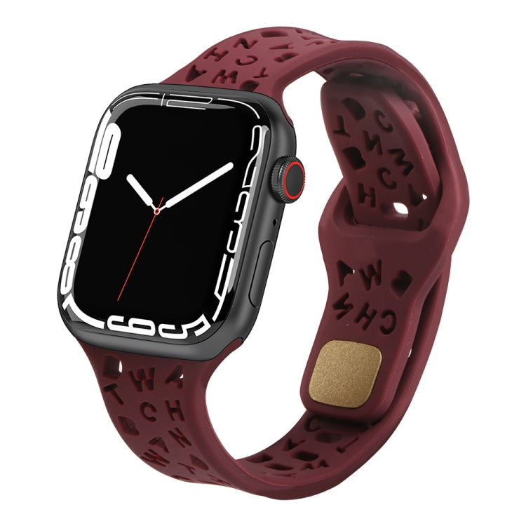 Cinturino per orologio in silicone con lettere inglesi, For Apple Watch Ultra 49mm / Series 8&7 45mm / SE 2&6&SE&5&4 44mm / 3&2&1 42mm, For Apple Watch Series 8&7 41mm / SE 2&6&SE&5&4 40mm / 3&2&1 38mm