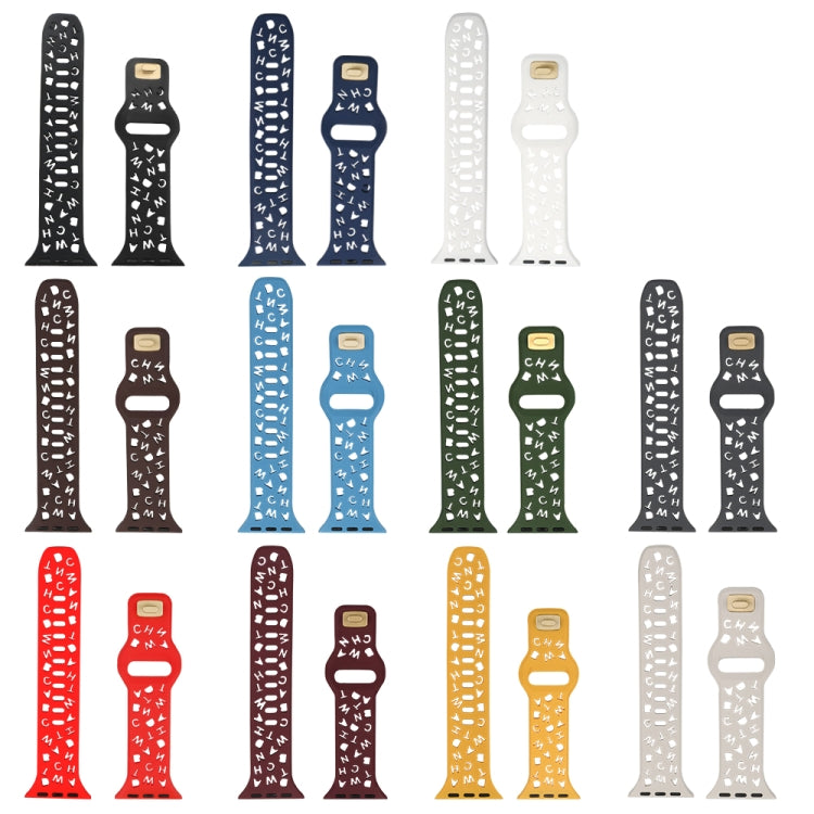 Cinturino per orologio in silicone con lettere inglesi, For Apple Watch Ultra 49mm / Series 8&7 45mm / SE 2&6&SE&5&4 44mm / 3&2&1 42mm, For Apple Watch Series 8&7 41mm / SE 2&6&SE&5&4 40mm / 3&2&1 38mm