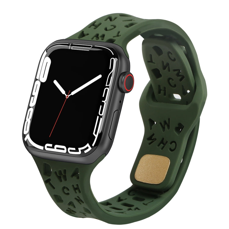 Cinturino per orologio in silicone con lettere inglesi, For Apple Watch Ultra 49mm / Series 8&7 45mm / SE 2&6&SE&5&4 44mm / 3&2&1 42mm, For Apple Watch Series 8&7 41mm / SE 2&6&SE&5&4 40mm / 3&2&1 38mm