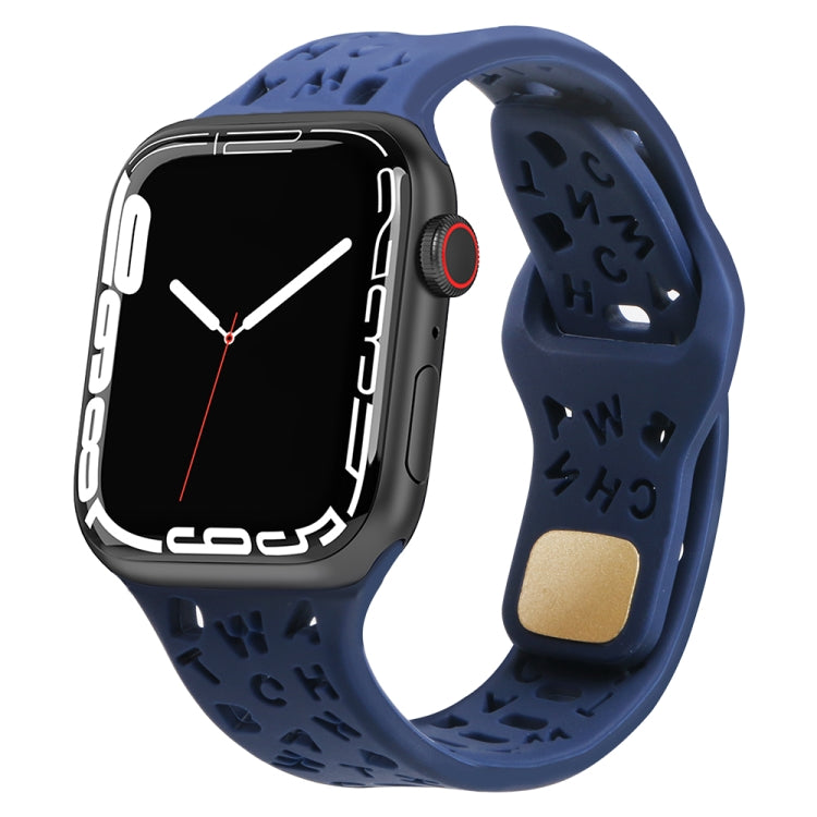 Cinturino per orologio in silicone con lettere inglesi, For Apple Watch Ultra 49mm / Series 8&7 45mm / SE 2&6&SE&5&4 44mm / 3&2&1 42mm, For Apple Watch Series 8&7 41mm / SE 2&6&SE&5&4 40mm / 3&2&1 38mm