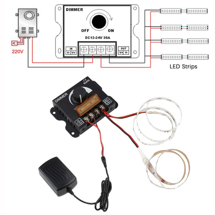 Manopola controller LED Dimmer manuale con kit terminale
