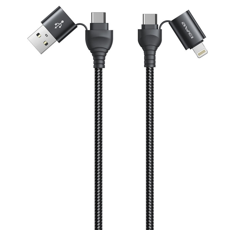 awei CL-126 1.2m 4 in 1 USB a USB-C / Type-C a 8Pin Cavo dati di ricarica veloce, CL-126(Black), CL-126(Blue)