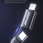 awei CL-126 1.2m 4 in 1 USB a USB-C / Type-C a 8Pin Cavo dati di ricarica veloce, CL-126(Black), CL-126(Blue)