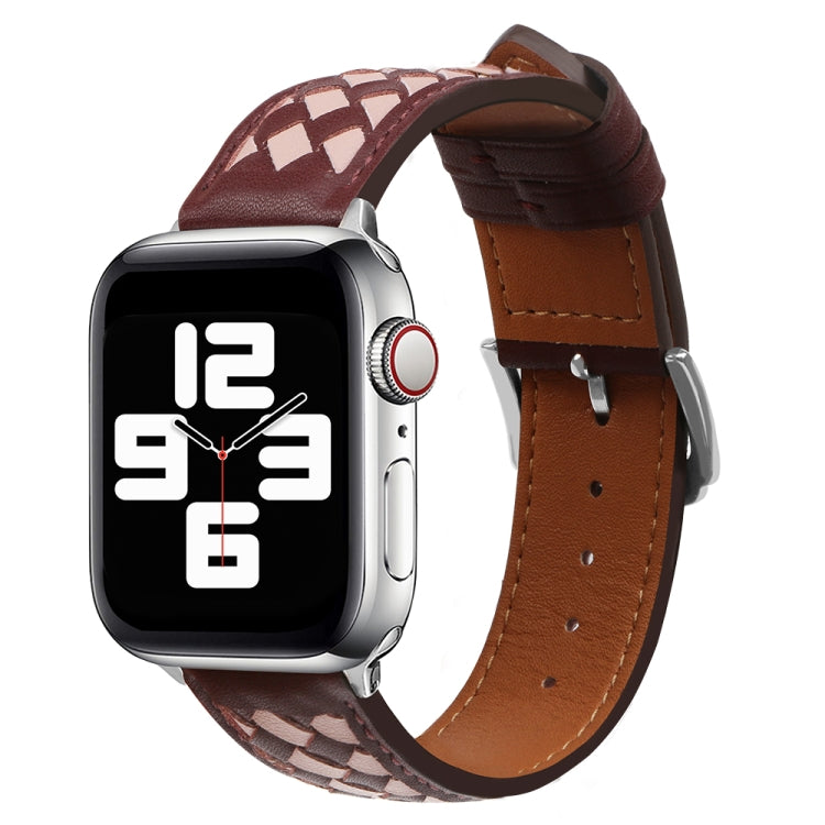 Cinturino intrecciato in vera pelle, For Apple Watch Ultra 49mm / Series 8&7 45mm / SE 2&6&SE&5&4 44mm / 3&2&1 42mm, For Apple Watch Series 8&7 41mm / SE 2&6&SE&5&4 40mm / 3&2&1 38mm