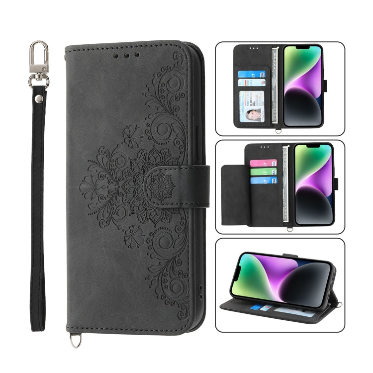 Custodia per telefono in pelle con portafoglio in rilievo con fiori al tatto, For iPhone 14, For iPhone 14 Plus, For iPhone 14 Pro, For iPhone 14 Pro Max