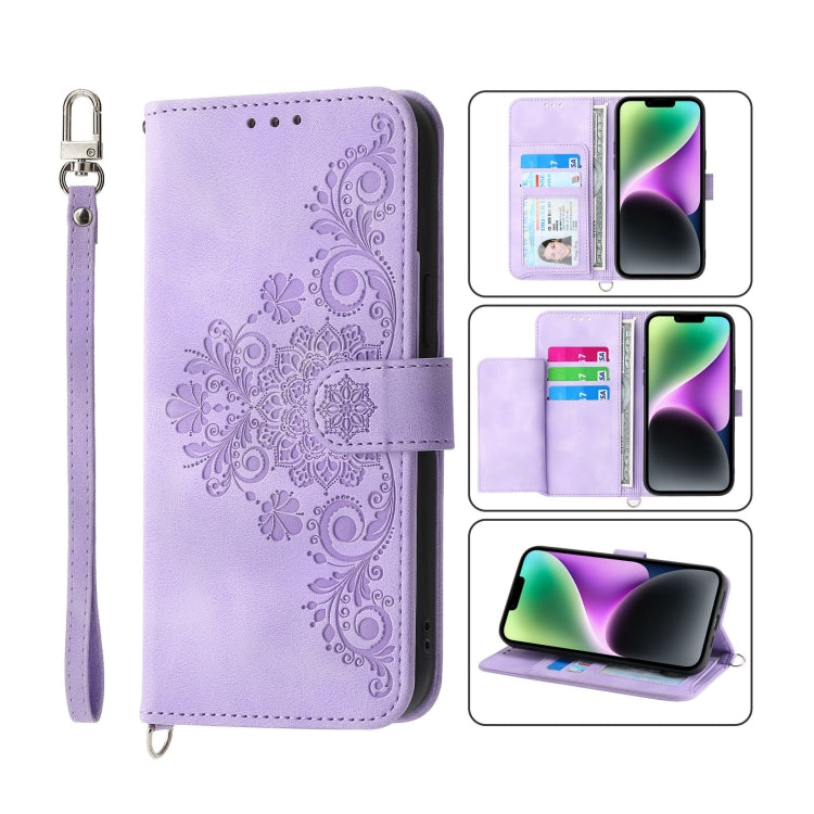 Custodia per telefono in pelle con portafoglio in rilievo con fiori al tatto, For iPhone 14, For iPhone 14 Plus, For iPhone 14 Pro, For iPhone 14 Pro Max