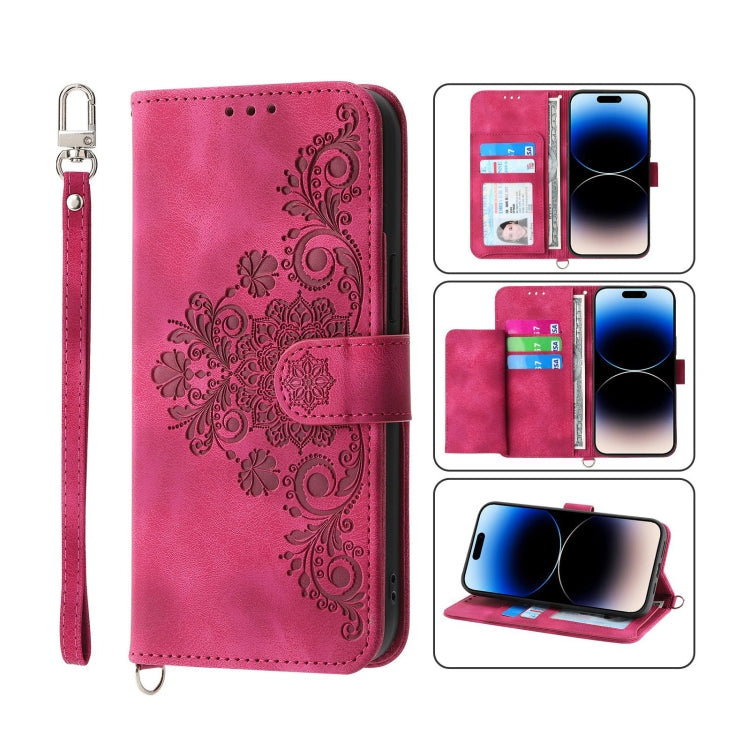 Custodia per telefono in pelle con portafoglio in rilievo con fiori al tatto, For iPhone 14, For iPhone 14 Plus, For iPhone 14 Pro, For iPhone 14 Pro Max