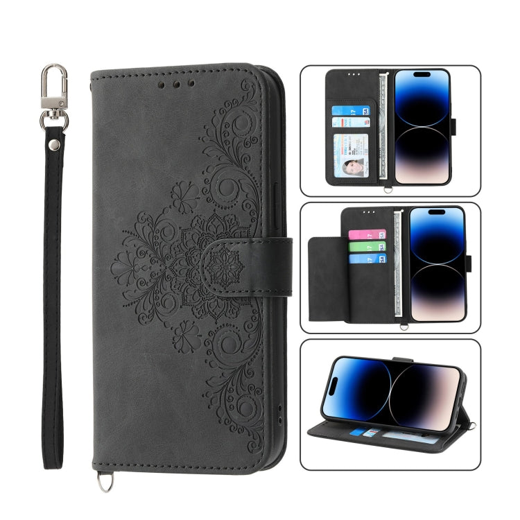 Custodia per telefono in pelle con portafoglio in rilievo con fiori al tatto, For iPhone 14, For iPhone 14 Plus, For iPhone 14 Pro, For iPhone 14 Pro Max