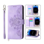 Custodia per telefono in pelle con portafoglio in rilievo con fiori al tatto, For iPhone 14, For iPhone 14 Plus, For iPhone 14 Pro, For iPhone 14 Pro Max