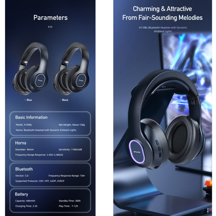 Cuffie stereo wireless awei A100BL, A100BL