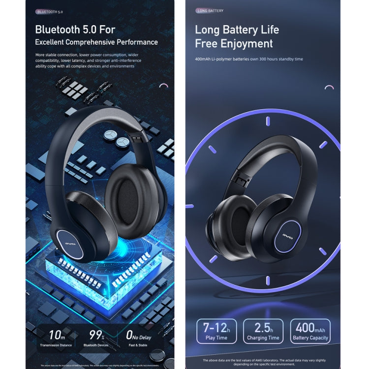 Cuffie stereo wireless awei A100BL, A100BL