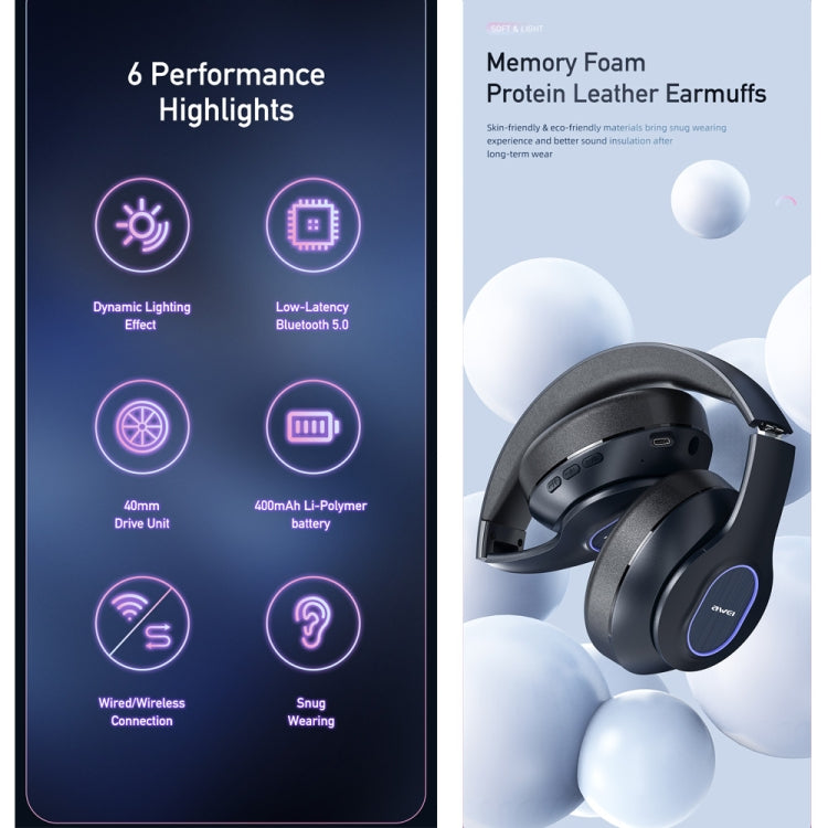 Cuffie stereo wireless awei A100BL, A100BL