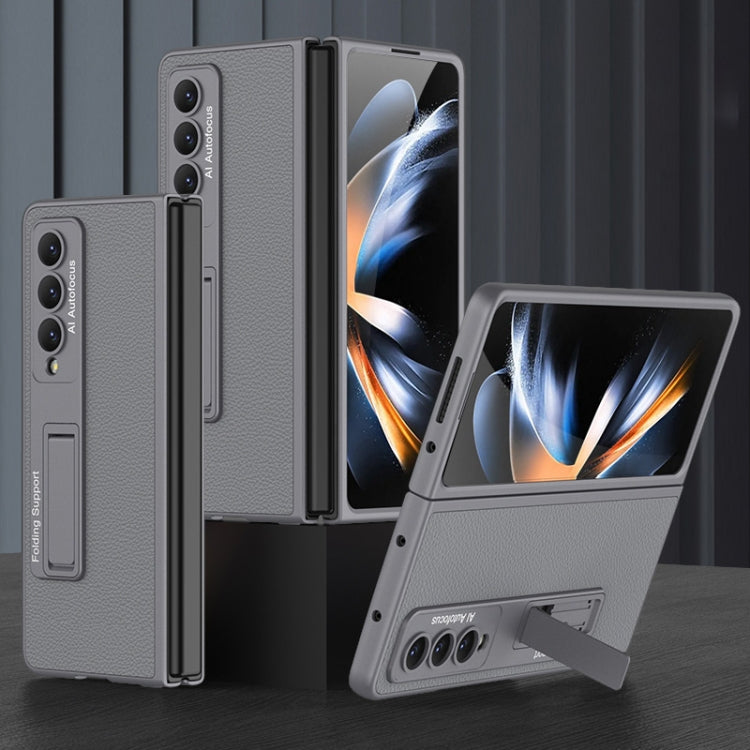 Custodia per telefono completa in pelle liscia ultrasottile GKK con supporto, For Samsung Galaxy Z Fold4