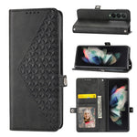 Custodia per telefono in pelle con trama di vitello a griglia cubica, For Samsung Galaxy Z Fold4, For Samsung Galaxy Z Fold3 5G, For Samsung Galaxy Z Flip4, For Samsung Galaxy Z Flip3 5G
